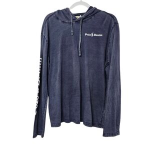 Denim & Supply Ralph Lauren Hooded Blue Shirt Long Sleeve Men's Size L Casual